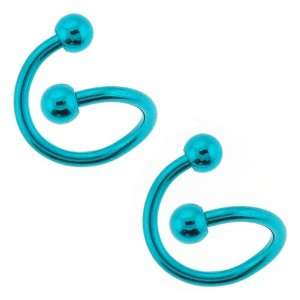 Anodized Neon Blue Stainless Steel Lippy Loop   14 Gauge   3/8 with 
