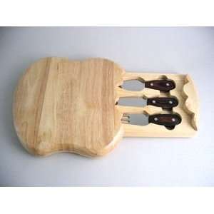  Picnic time apple bamboo cutting board and knife set 