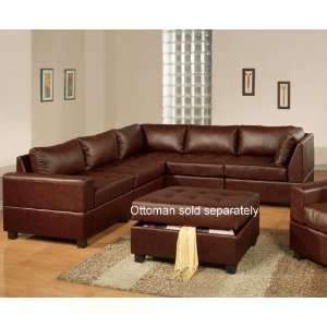   Sofa Set Contemporary Style in Brown Leatherette
