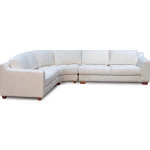   Arm Sectional w/ Armless Corner Wedge in White Leather