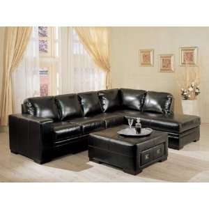   Piece with Chaise on Right in Dark Brown Leath