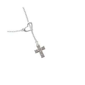  6 Stone Cross   Crystal Heart Lariat Charm Necklace Arts 