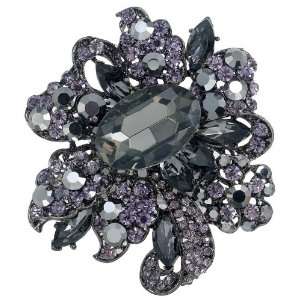  Midnight Shimmer Large Hematite Brooch Jewelry