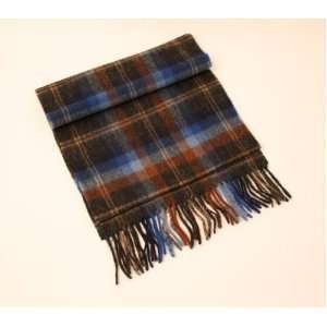  Irish Lambswool Scarf   11x59 Inches   Blue and Brown 