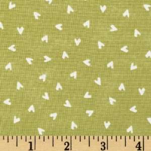  44 Wide Tea Time For Fairies Hearts White/Sage Fabric By 