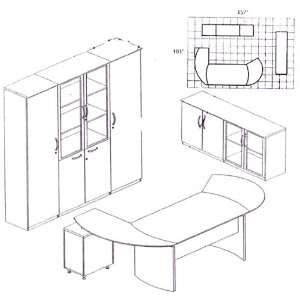  Conference Desk, Wall Unit & Cabinet