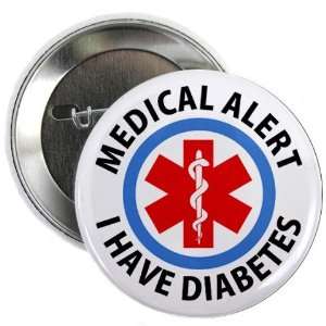  DIABETES Medical Alert 2.25 Pinback Button Badge 