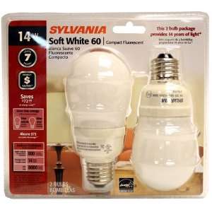  Sylvania Soft White 60 14w Compact Fluorescent Bulbs (Pack 
