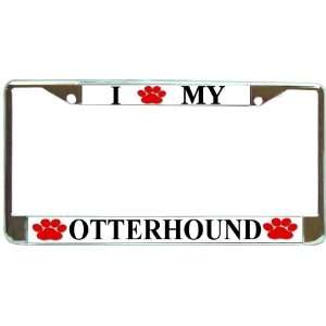  I Love My Otterhound Paw Prints Dog Chrome Metal License 