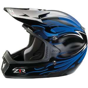  Z1R Intake Flame Motocross Helmet Blue Large Automotive