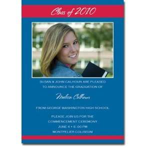   Graduation Invitations (Double Band   Red & Blue with Photo) Health