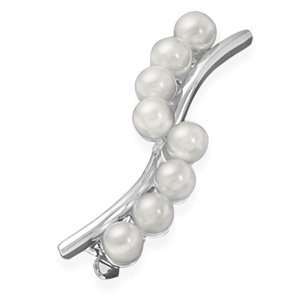 Silver Plated Base Metal Fashion Pin With Eight 6mm Simulated Pearls 
