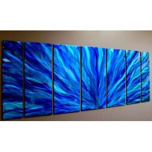  Blue Plumage Contemporary Metal Wall Art, Modern Home 
