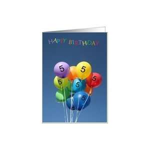  5th Birthday Card colored balloons Card Toys & Games