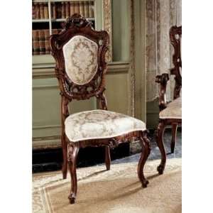   Mahogany Antique Replica French Rococo Side Arm Chair