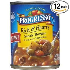 Progresso Rich and Hearty Soup, Steak Burger and Country Veg, 18.5 