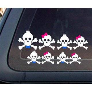 Skull Family Pink Bow & Blue Bow Tie Car Decal / Sticker