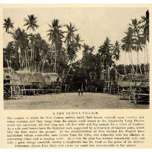 1921 Print New Guinea Village Tribe Bamboo Culture Pole 