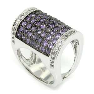Fold over Large Cocktail Ring,pave Amethyst & White CZs, 5