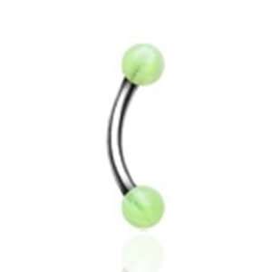  16g Surgical Steel Eyebrow Ring Piercing with Green Candy 