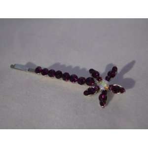  Plum Purple Crystal Flower Hair Pin 