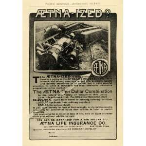  1911 Ad Aetna Life Insurance Train Accident Policy 