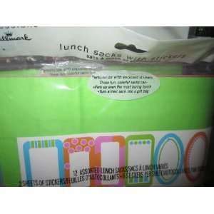   Lunch Sacks with Stickers 12 Assorted Lunch Sack 