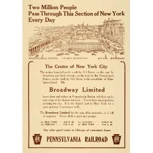  1913 Ad Pennsylvania Railroad Broadway Limited New York 