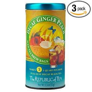 The Republic of Tea, Decaf Ginger Peach Eco Iced Tea Brew Bag, 5 Count 