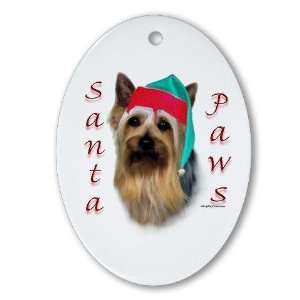 Santa Paws Silky Terrier Pets Oval Ornament by   