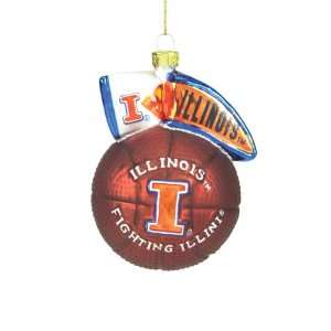  Pack of 4 NCAA Illinois Mascot Basketball Glass Christmas 