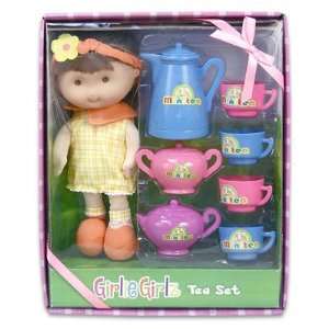    7 piece Girlie Girlz Tea Time Doll Set Assorted Toys & Games