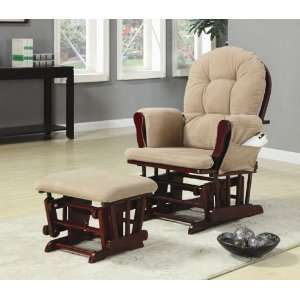  Tan Microfiber Glider with Matching Ottoman by Coaster 