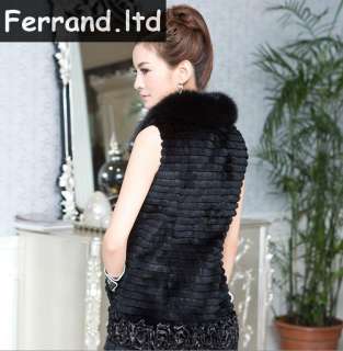 New Real Genuine Rabbit Fur Coat/Jacket/Vest Women Winter 5 Colors 