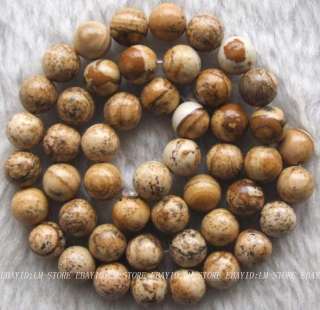 8mm Natural Picture Jasper Rotundity Beads 15  