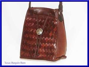   PURSE ~ Brown Leather Western/Southwest/Weave/Shoulder Bag  