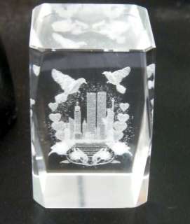 NEW YORK CITY 911 CRYSTAL Cube 3D Laser Engraved Heart Anniversary 