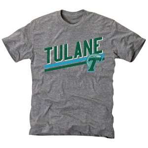  Tulane Green Wave Rising Bar Tri Blend T Shirt   Ash 