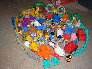 Huge Lot of Used Little People and Accessories Fence Vehicles + More 