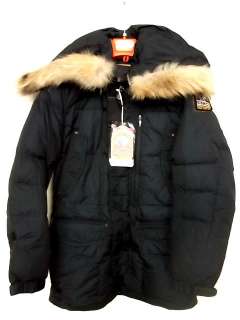 PARAJUMPERS HARRASEEKET DOWN JACKET NAVY BLUE REAL FUR AUTHENTIC MENS 