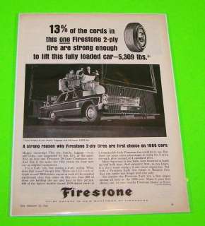 1966 Firestone Deluxe Champion Tire Vintage Ad 8X11  