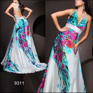 Ever Pretty BNWT Flower Printed Halter Long Evening Prom Gowns 09311WH 