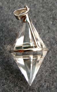 Rock Crystal Faceted BiCone Silver Gilt Pendant  
