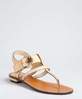 Gucci tan leather bamboo buckle thong sandals  