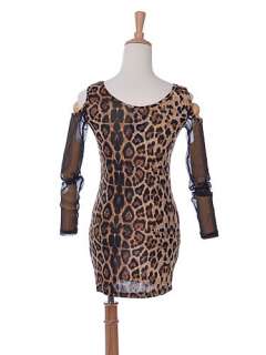 Exposed Front Zipper Cheetah Leopard Print Tank Dress Bare Shoulder 
