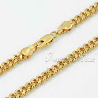 4MM Wide MENS 18K Gold Filled Plated Curb Link Chains Necklace GP 