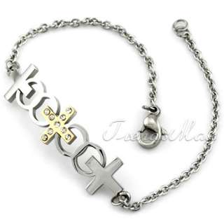 Womens Gold/Silver Cross Stainless Steel Bracelet KB63  