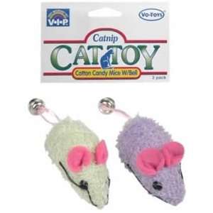  Vo Toys Cotton Candy Catnip Mice with Bell 2 pack Cat Toy 