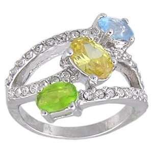  Green Peridot, Blue and Yellow Multi Color Cubic Zirconia 