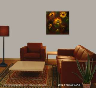 Original abstract contemporary MODERN fine art sunflowers FLORAL 
